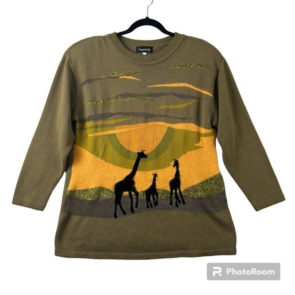 VTG Connie A Lee Wool Blend Safari Sunset Grandmacore Sweater Size M/L